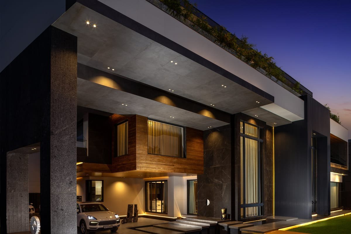 Luxury modern house exterior in Delhi NCR built at premium construction cost per sq ft